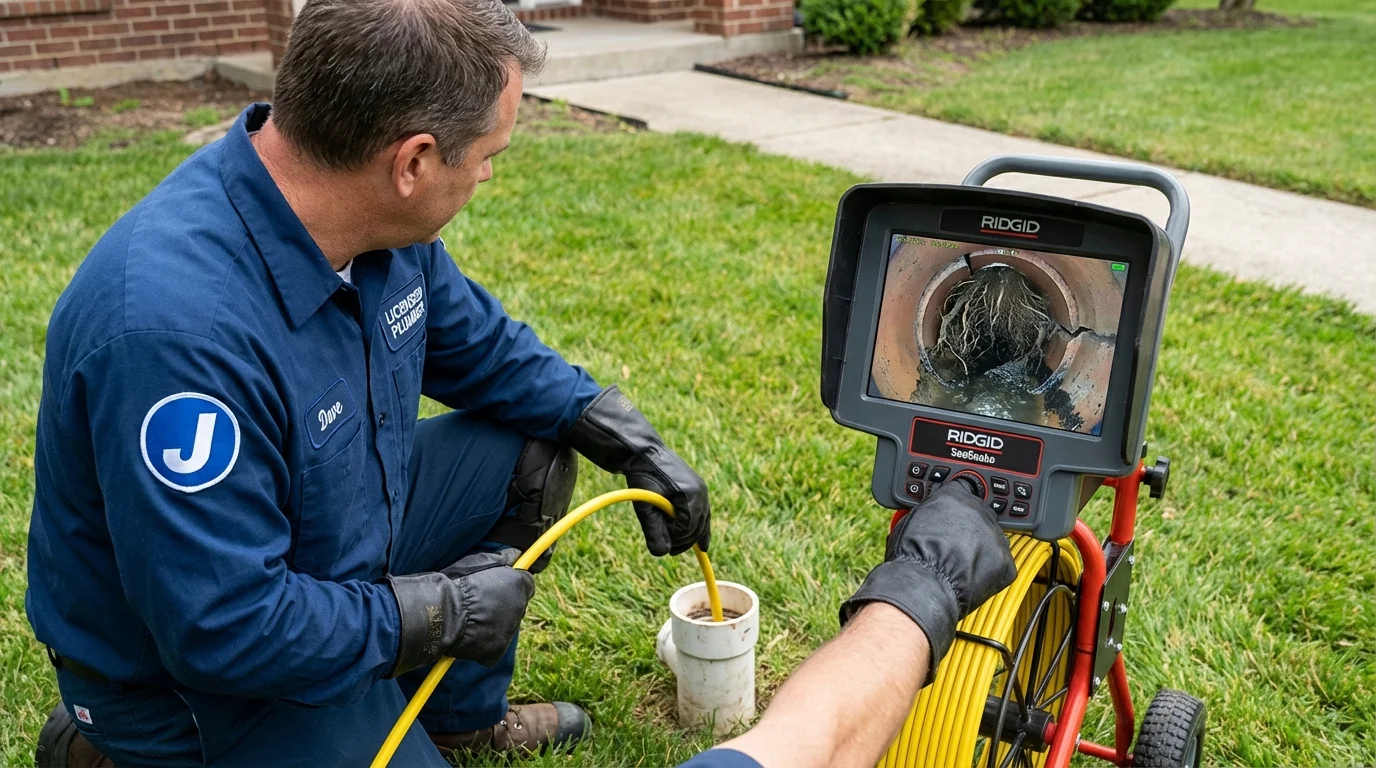 Sewer camera inspection being performed by Johns Plumbing LLC in Tekamah